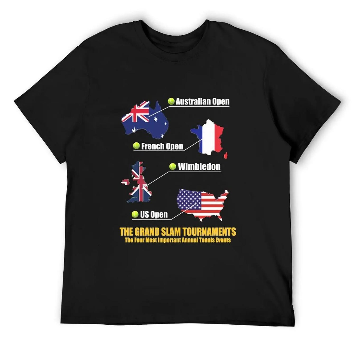 Grand Slam Tournaments-Annual Tennis Events T-Shirt summer tops vintage graphic tee vintage t shirts men clothes S