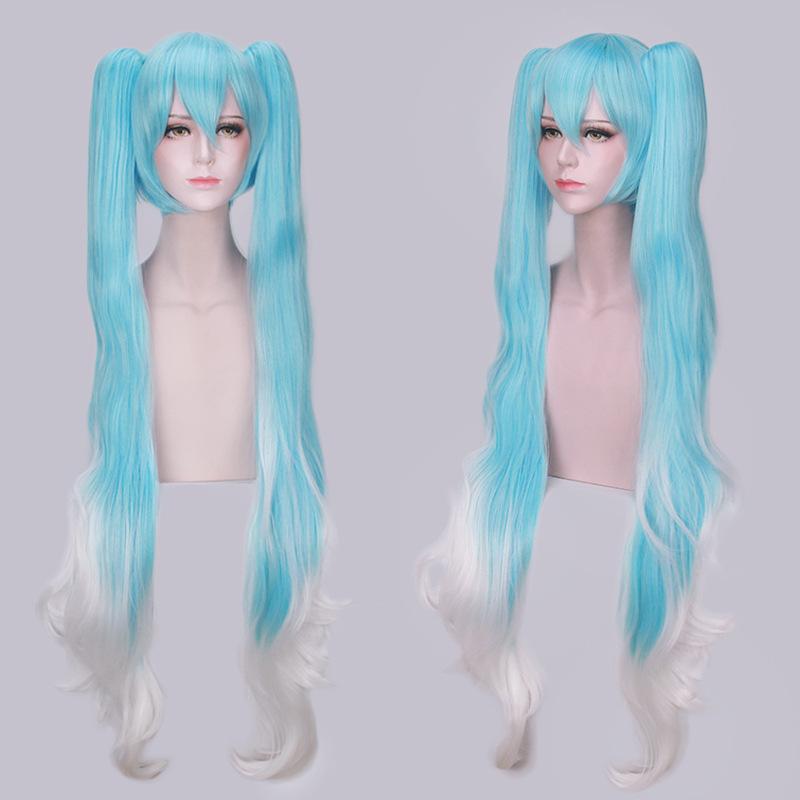 28 Colori Mi Ku Parrucca Cosplay Lunga Resistente al Calore Capelli Sintetici Code di Cavallo con Clip Feste di Halloween Parrucche + Cuffia per Parrucca Snow Mi Ku