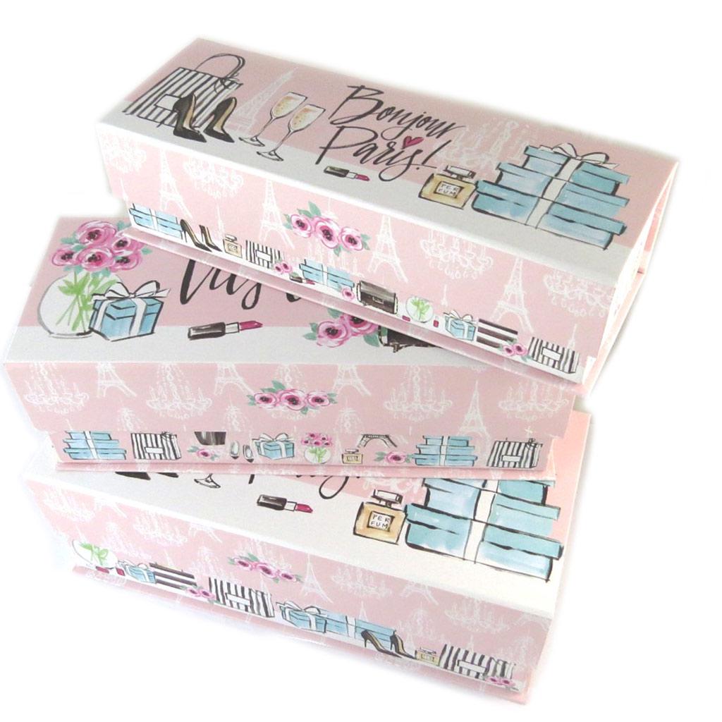 Les Trésors De Lily [P1087] - Set of 3 Nesting Boxes 'Belle Epoque' Pink (hello Paris)