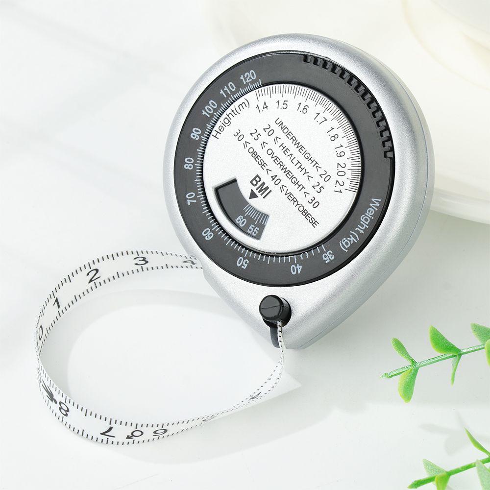 Push-Button Retract Calculator Fitness BMI 150cm Ruler Body Mass Measure Measuring Tape