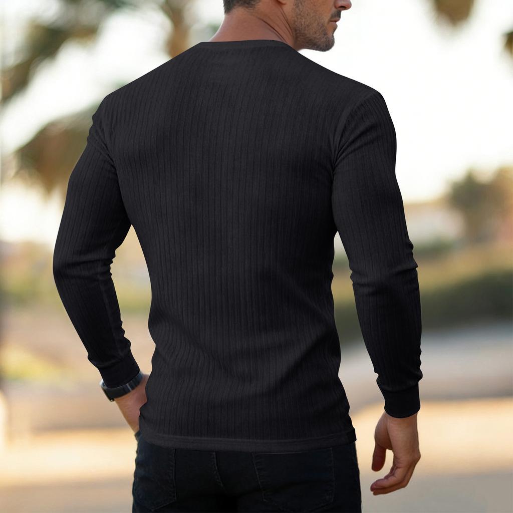 Ανδρικό Χρωματιστό Στρογγυλή Λαιμόκοψη Slim Fit Μακρυμάνικο Τοπ Αθλητικό Γυμναστικής Καθημερινό Ελαστικό με Κάθετες Ρίγες Μακρυμάνικο T-Shirt