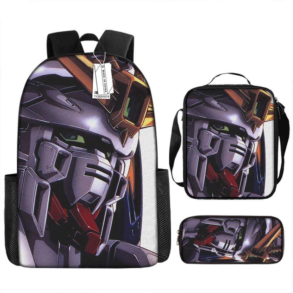 Gundam Mecha Schultasche Jungen und Grundschüler Ultraleichter Rückenschutz Rucksack Jungen Animation Kinderrucksack Dreiteiliges Set