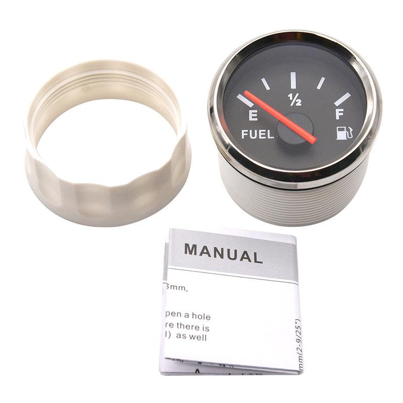 52mm Fuel Level Gauge Fuel Gauge Oil Tank Level Gauge Indicator With Red Backlight Fuel Tank Meter For Marine Boat Car 12V 24V