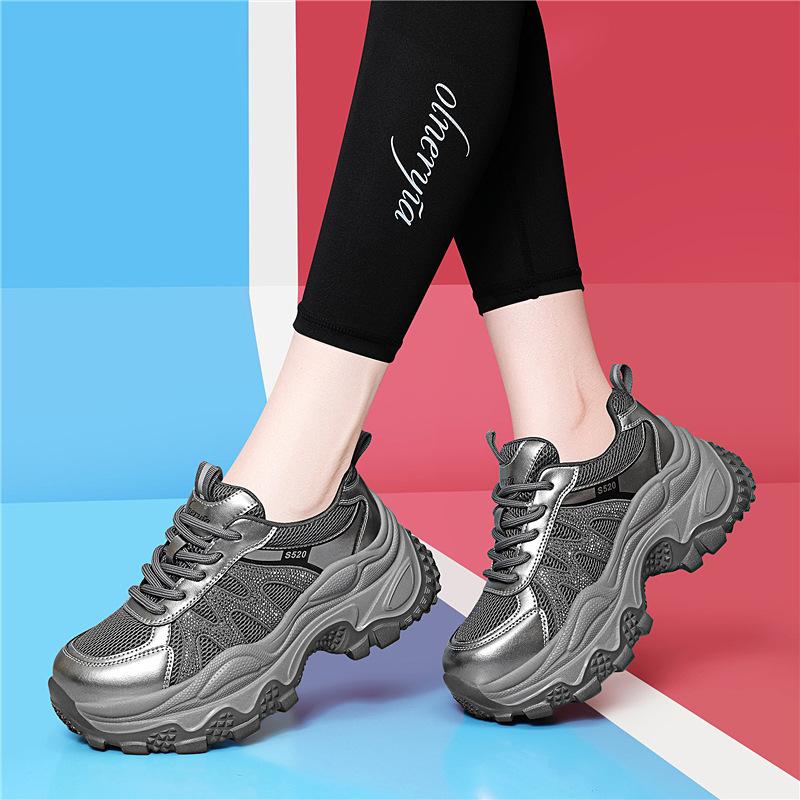 

New autumn thick-soled heightened rhinestone dad shoes, new mesh breathable casual sports shoes, versatile shoes 40