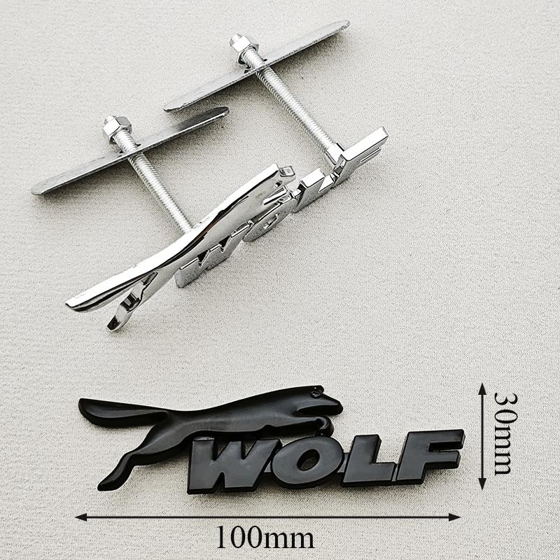 Cjdlpw1 3D Metal Black Chrome Logo Wolf Car Front Grille Badge Emblem For Ford Foucs ST Mustang GT Universal Auto Accessories