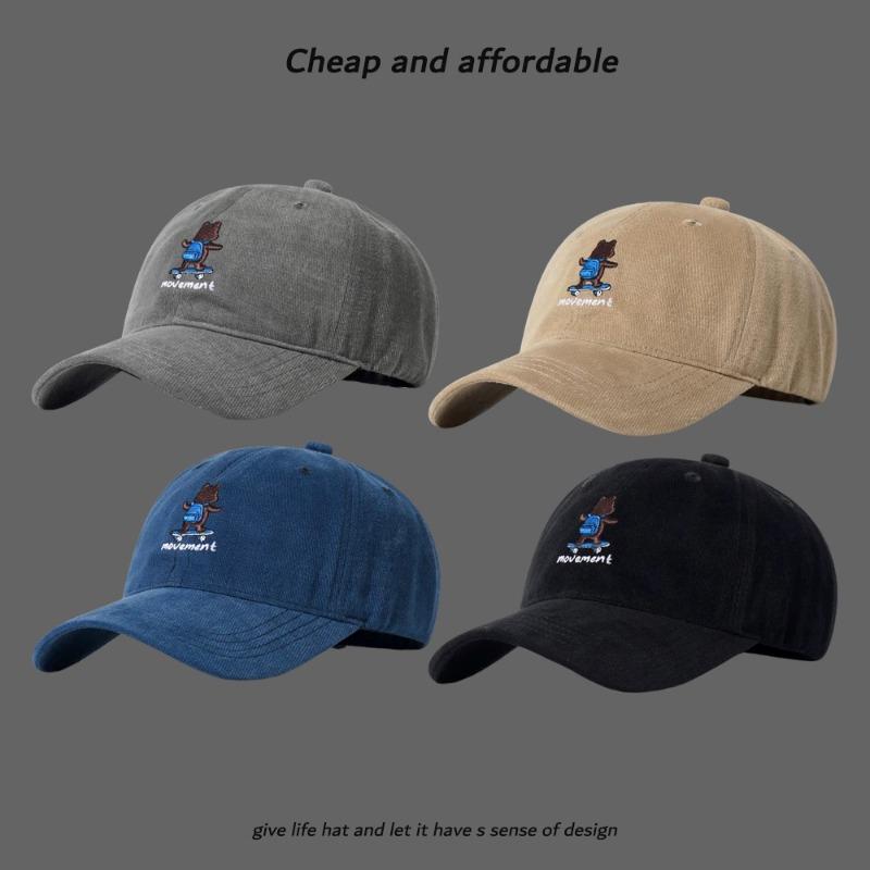 Bear Skateboard Personality Embroidery Cap Women's Versatile Face Small Soft Top Fashion Couple Shade Men's Baseball Cap