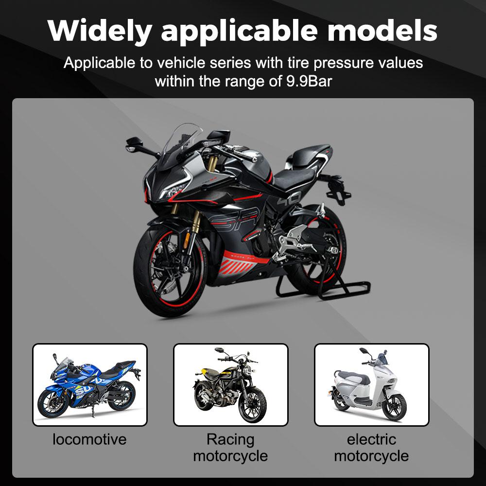 Motocyklový TPMS Moto Systémy alarmu pneumatik Solární energie Reálný čas Se 2 externími senzory Systém monitorování tlaku v pneumatikách Teplotní alarm