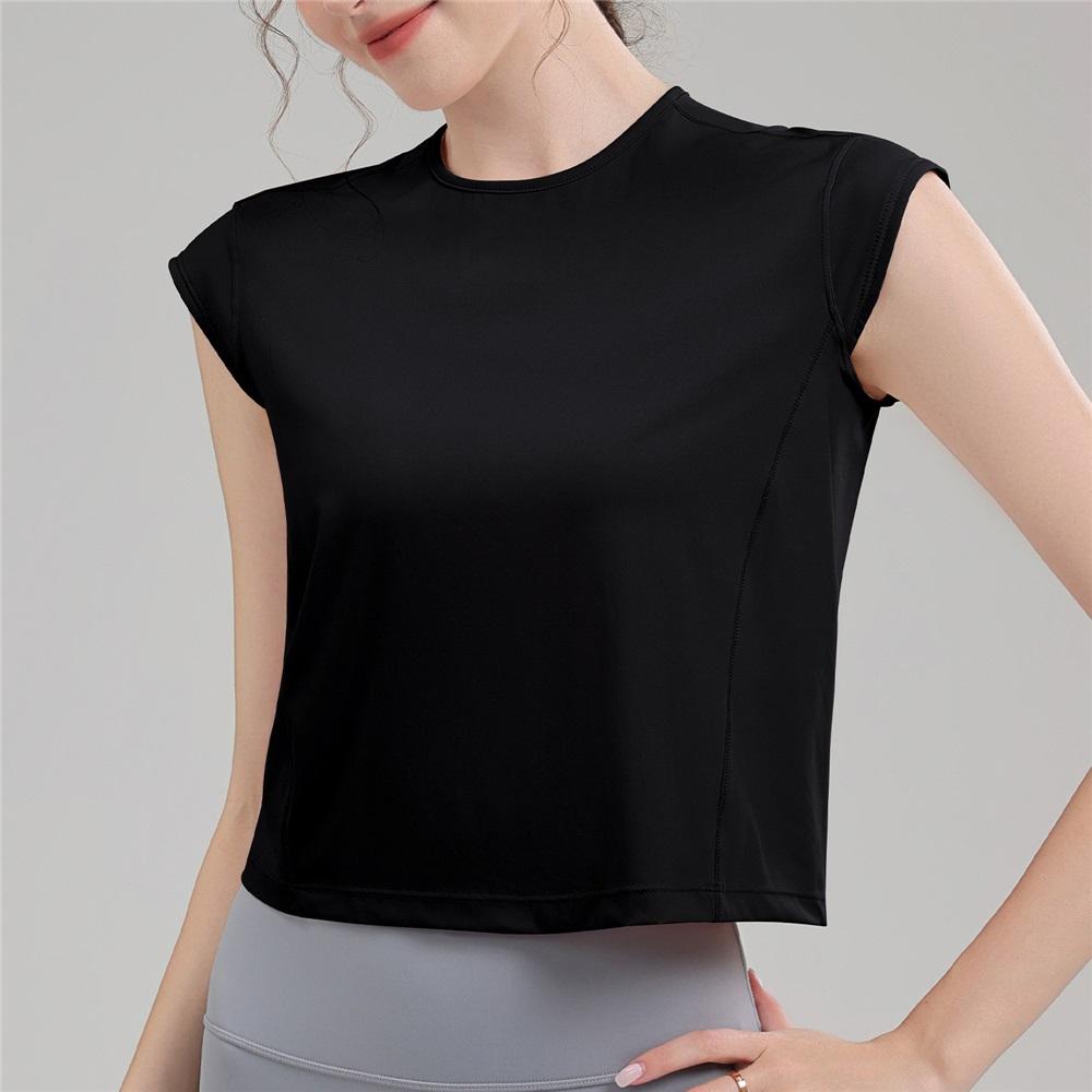 New Yoga Short Sleeved Women's Hollow Back Sports T-shirt With Drawstring, Wrinkle, Breathable Outdoor Sports Running And Fitness Clothing