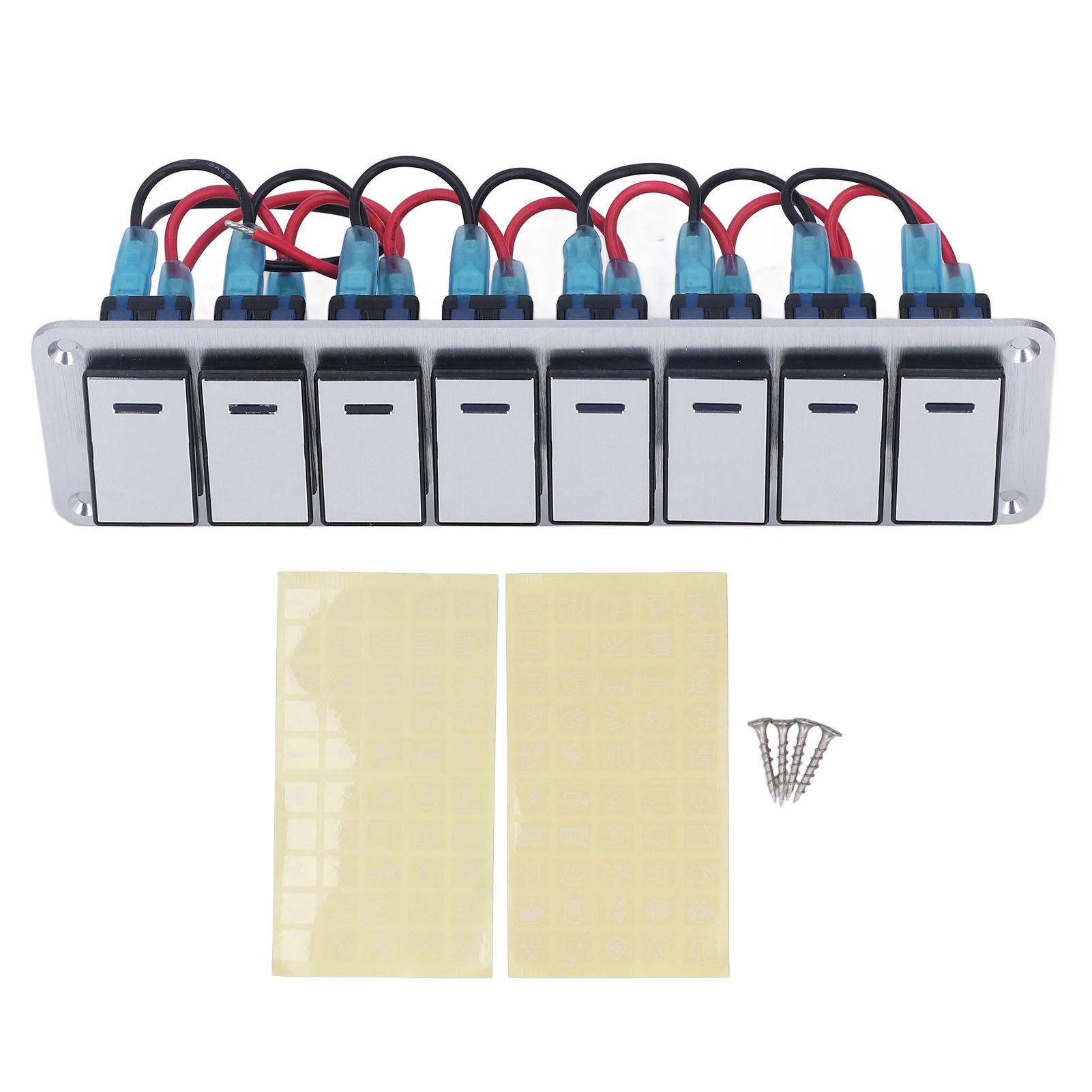 

Панель клавишных переключателей, 8-клавишная, 3-контактная, светодиодная, одинарная, синяя, с индикацией положения переключателя «Вкл./Выкл.» 1224V