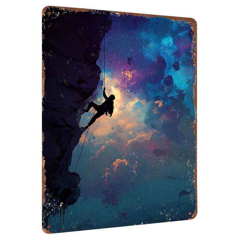 

Starry Sky Climber Silhouette Metal Wall Art Modern Home Decor Living RoomWall Hanging Gift 20x30cm（7.8x11.8inch）