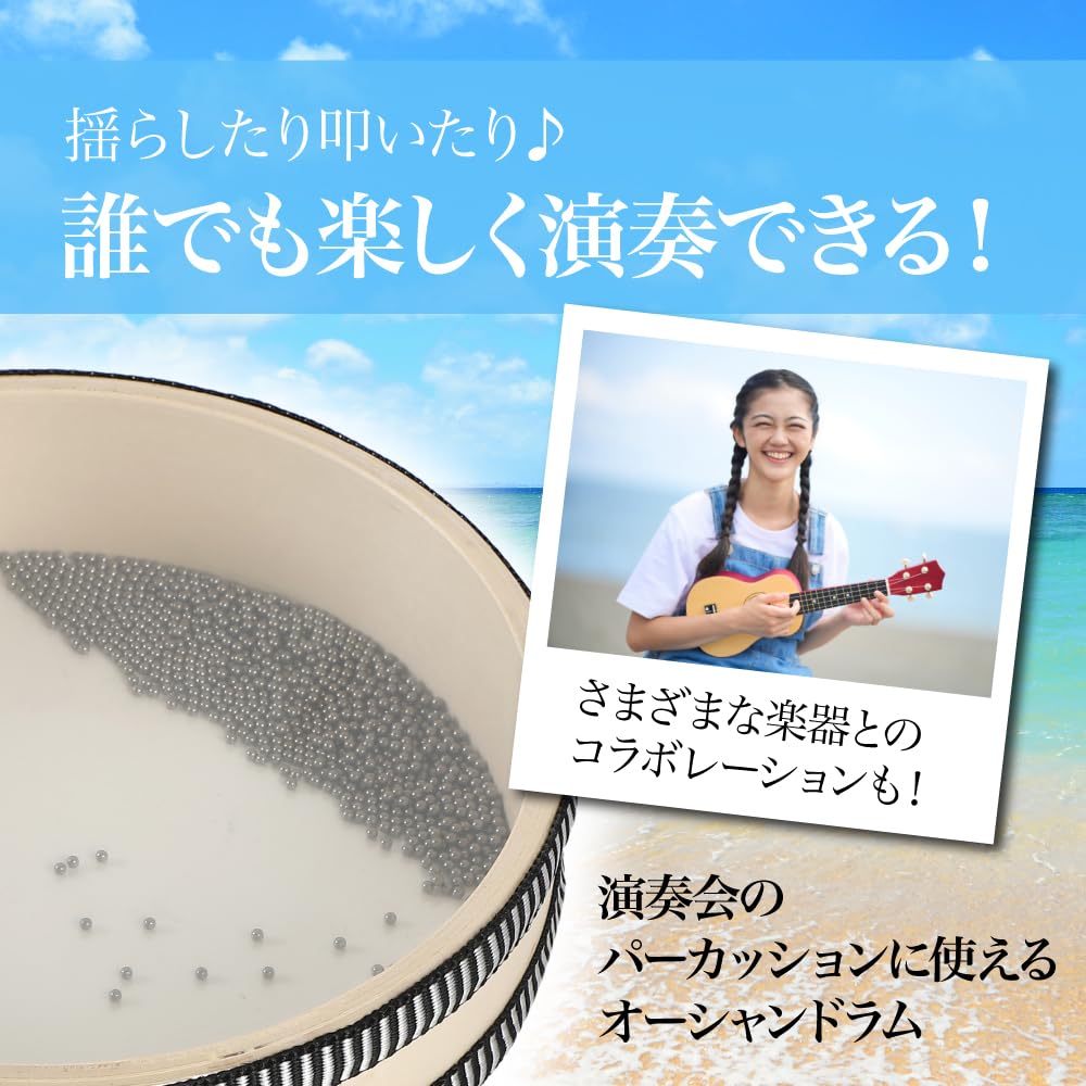 AllBright Ocean Drum Musical Wave Sound Rhythm Play Tambourine, Instrument, Percussion, Sound, Effects, (25cm)