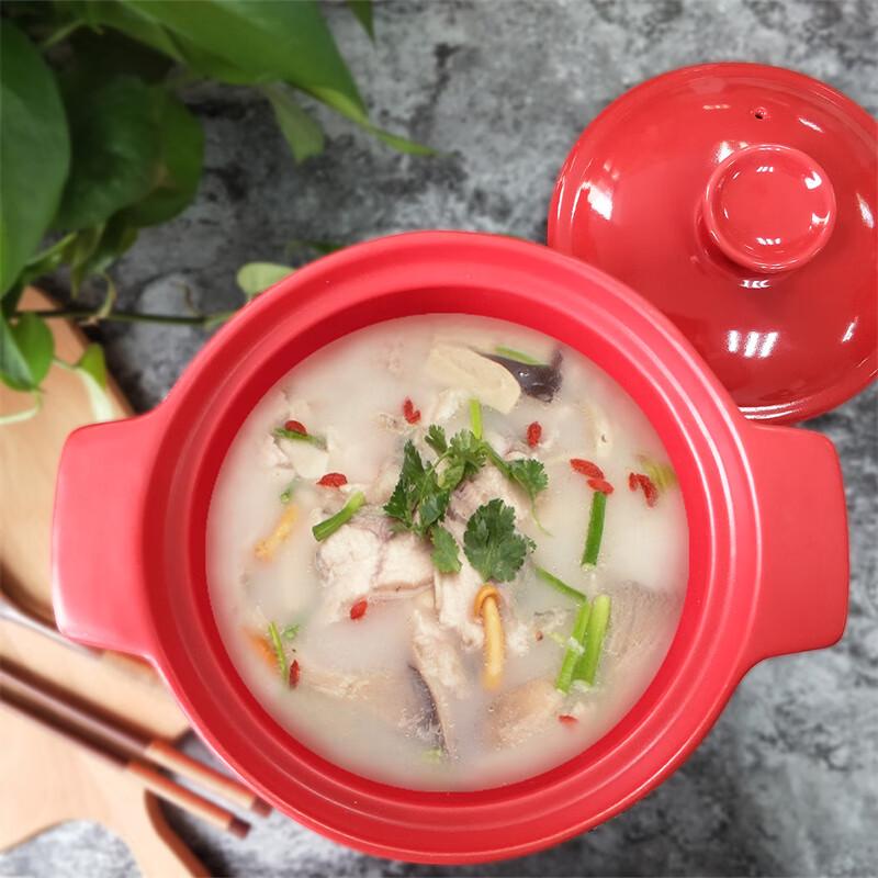 Jia Dun 4L Red Ceramic Deep Soup Pot