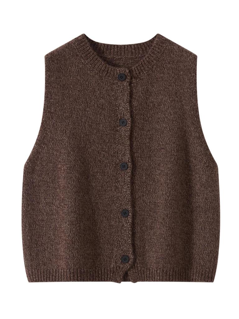 Luftiger Heather Seidenwoll-Strick-Ärmelloser Cardigan-Weste