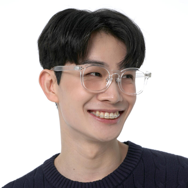 SBKA Solar-C02 Clear Horn-Rimmed Glasses (Blue Light Blocking)