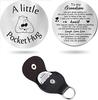 Cross Car Key Inspirational Decision Coin Leather Keychain with Stainless Steel Engraved Double-Sided Round Charm Gift