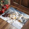Ice And Snow White Spire Christmas Castle Snowscape Pattern Floor Mat, Plush 1.02 Cm Sponge Thickened Velvet Soft Foot Pad, Dreamy Healing Winter Tale