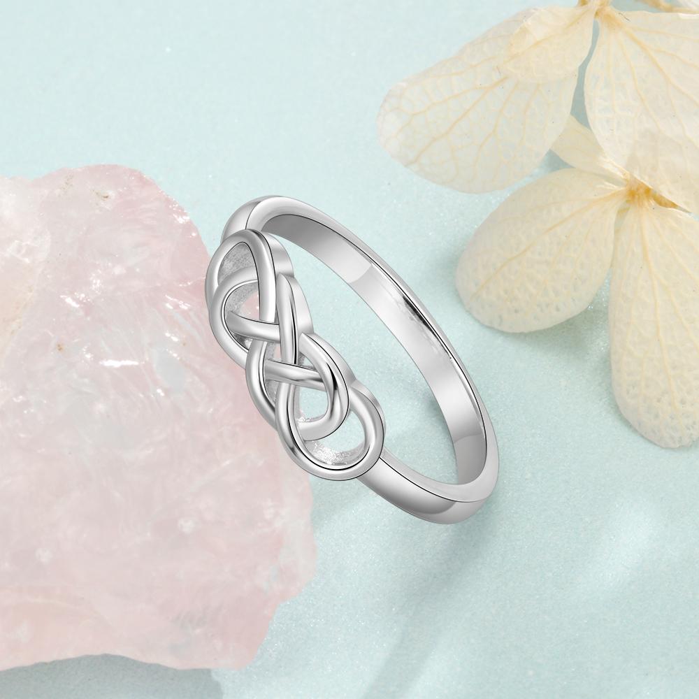 Fashion Personalized Ring Anniversary Jewelry Customized Any Letters Square Knot Shape Ring Wedding Gift For Women (Ri103843 )