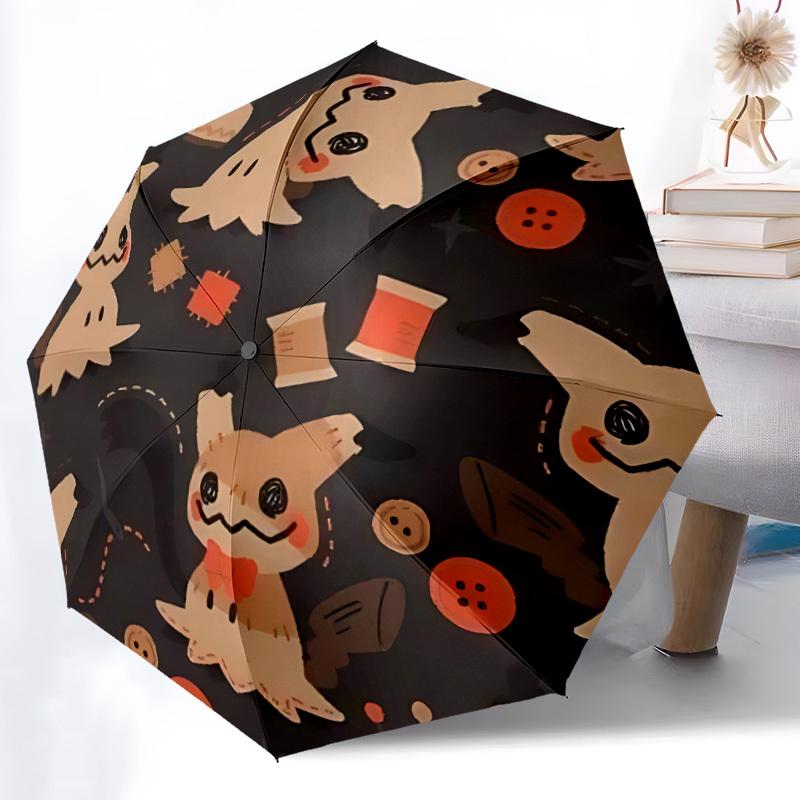 1pc Ghostly Sewing Auto Open/close, All-Season Portable Folding Umbrella for Women & Men, Travel, Everyday, Formal Events - Compact Luxury Parasol, Ou