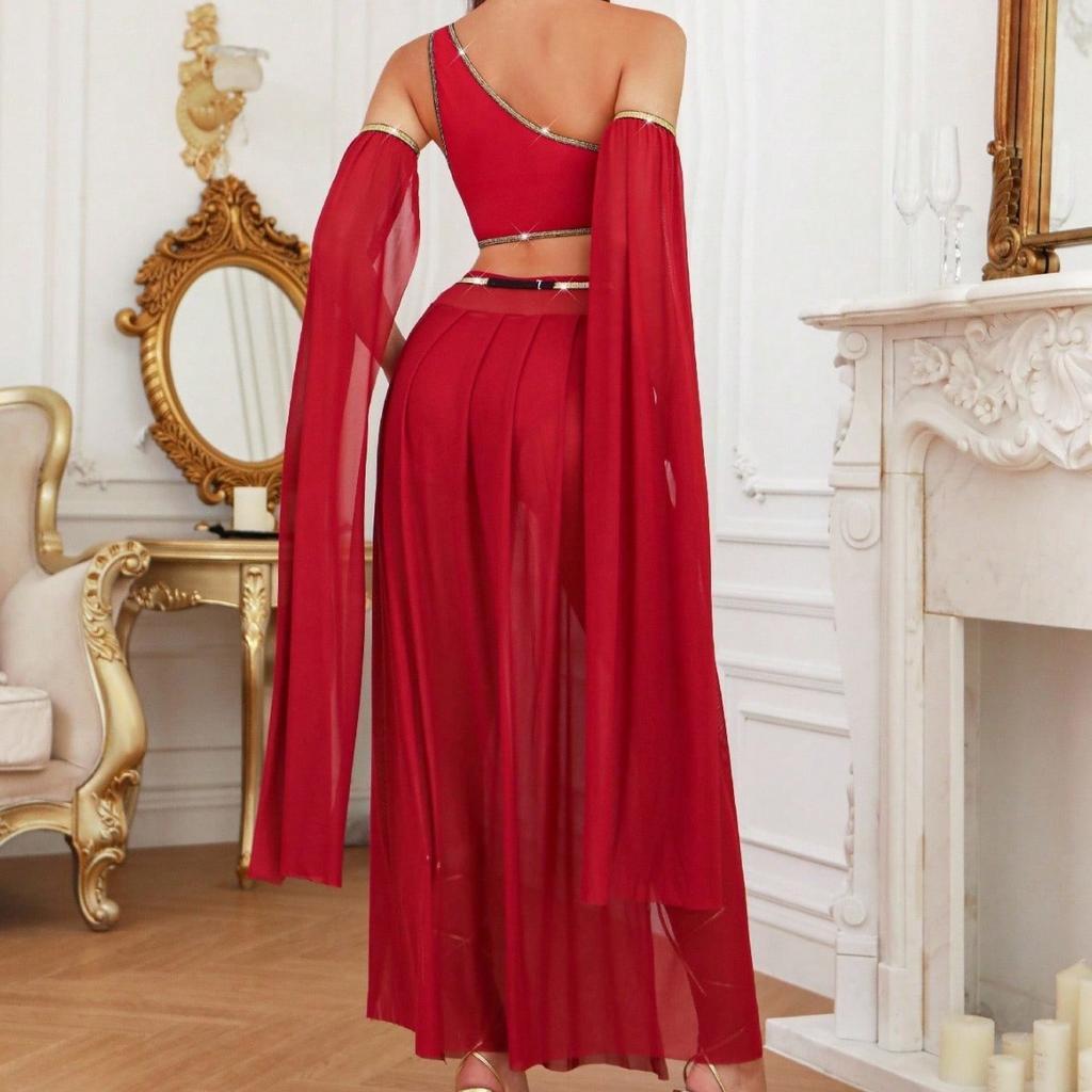 Niche exotic style beautiful back hollow small suspender skirt hip wrap short skirt two-piece set of fun set