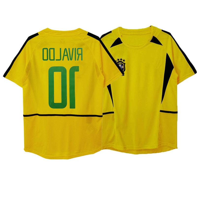 98-02 Brazil Home Jersey No. 6 Carlos No. 7 Ronaldinho No. 9 Ronaldinho Retro Classic Jersey