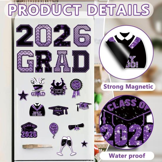 2026 Graduation Magnetic Car Decals Waterproof Graduation Car Magnets Fade-Resistant Reusable Party Decor for Vehicles