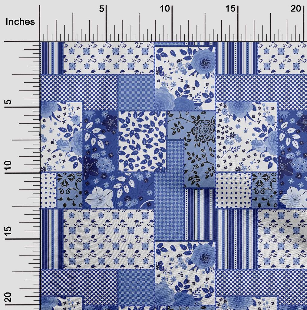 oneOone Cotton Flex Bläulich-Violett-Stoff mit Blumenmuster, Nähstoff Meterware, bedruckt, DIY-Kleidung, Nähzubehör, 101,6 cm