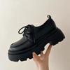 Black lace-up small leather shoes women's college style new versatile thick-soled heightening single shoes tide