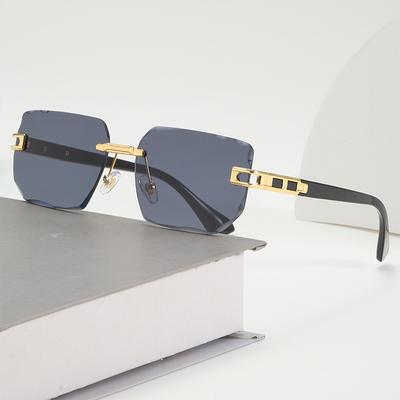 New Fashion Rimless Sunglasses UV400 Protection Vintage Metal Design for Men Women Fishing Eyewear
