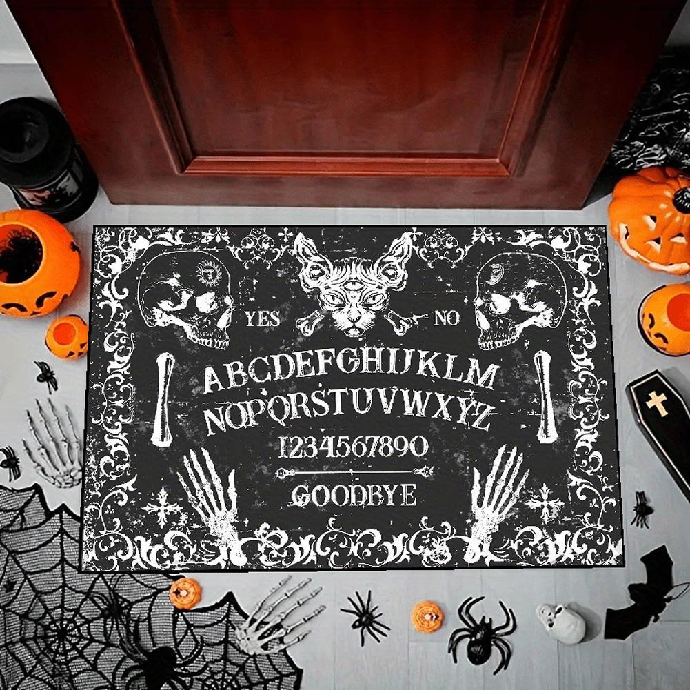 Halloween Doormat Decor Welcome Mat 40x60cm Dancing Pumpkin Skull Crystal Velvet Non Slip Floor Stair Mat Thanksgiving Kitchen