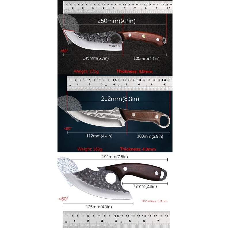Three-piece Slaughter Knife Boning Knife Hammer Carving Knife Hand-forged Multi-function Cutlass Professional Chef's Knife