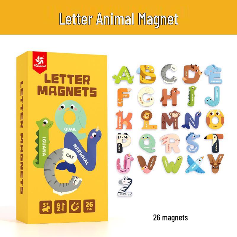 Pinwheel Magnetic Alphabet & Number Stickers for Kids - Educational Animal-Themed Fridge Decor for Early Learning