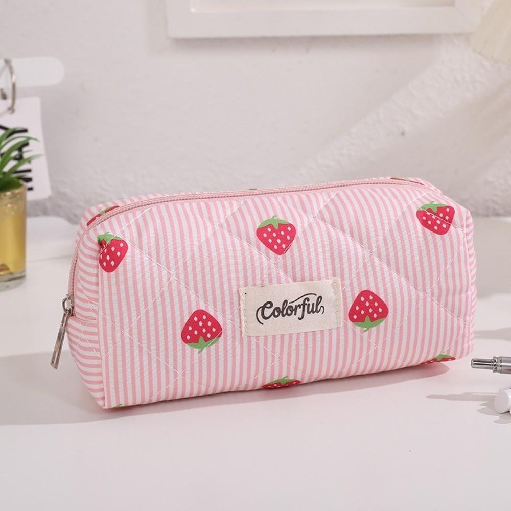 Quilted Stationery Bag Zipper Design Pencil Pouch Durable Pencil Case School Supplies