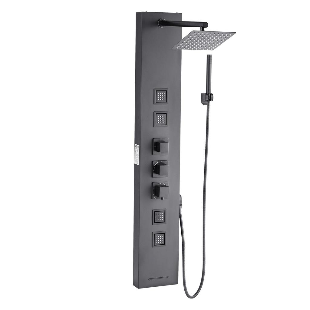VEVOR Shower Panel Tower System with Rainfall Shower Head, 49 in Brushed Stainless Steel Shower Column, 4-Function Faucet