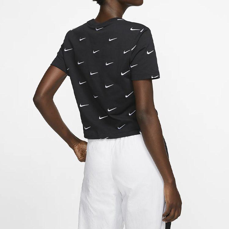 Nike Ganzflächiges Swoosh-Logo Cropped T-Shirt Schwarz CK4092-010