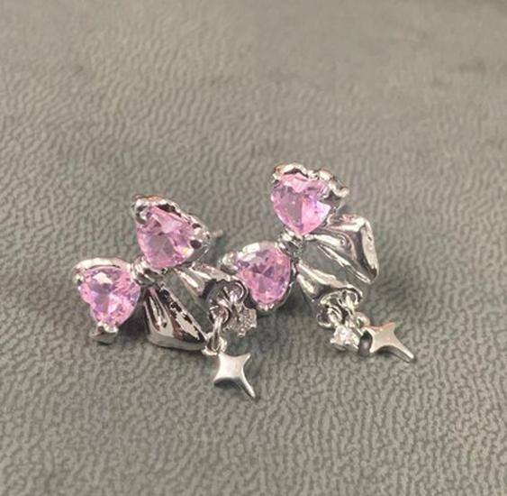 

Серьги-бантики из серебра 925 пробы с цирконами Starlight - элегантные и модные розовый