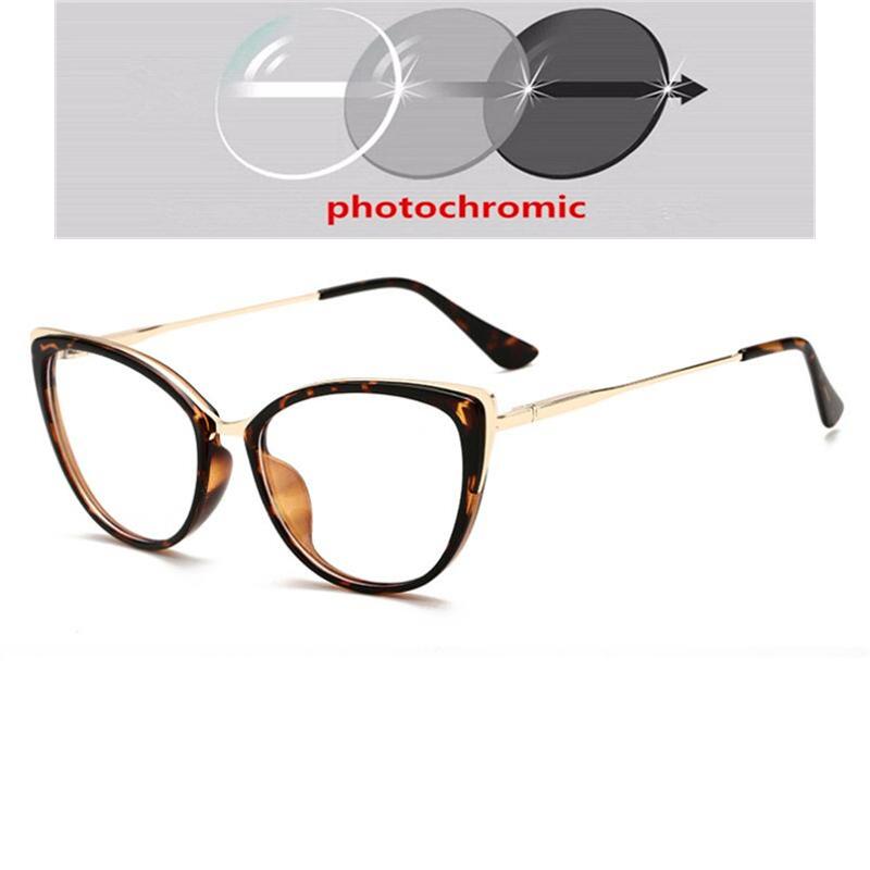 

Blue Light Blocking Women Cat Eye Prescription Glasses For The Nearsighted Myopia Photochromic Eyeglasses 0 -0.5 -0.75 To -6.0 Myopia -6.0