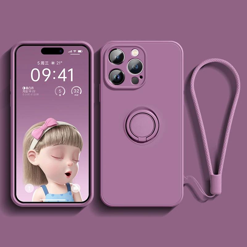 Magnetic Soft Silicone Phone Case For For Iphone 15 13 14 11 12 Pro Max XS XR 8 7 15 Plus SE  Full With Ring Holder Stand Cover