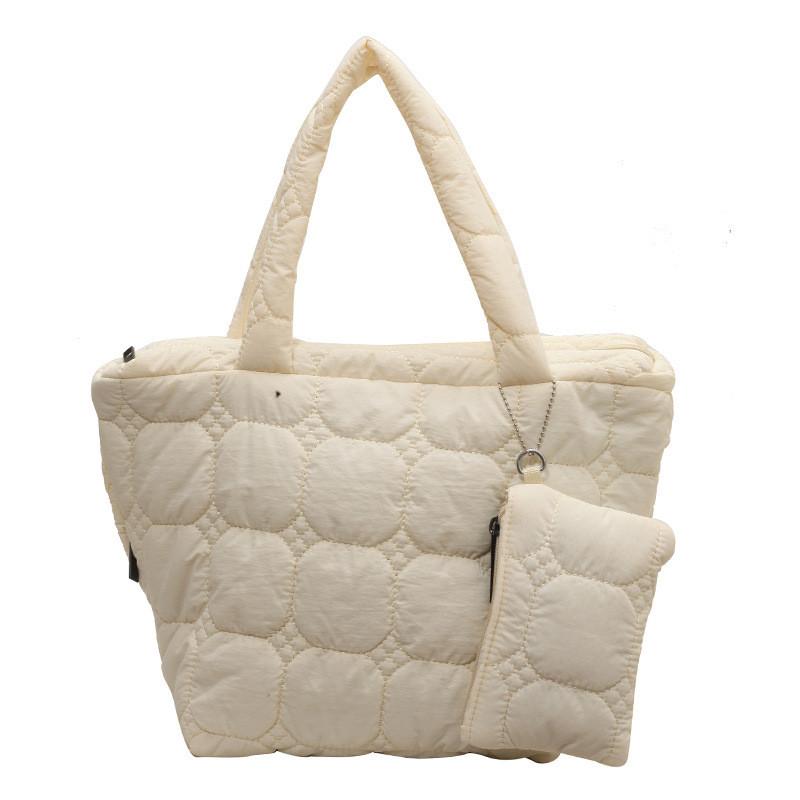 Ielgy Fashion Casual Large-Capacity Korean Version Cotton-padded Bag Simple Shoulder Tote Bag