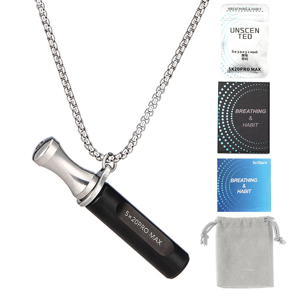 

Anxiety Breathe Easy Necklace Quit Smoking Anxiety Relief Stainless Steel Pendant for Natural Calm & Stress Relief чорний