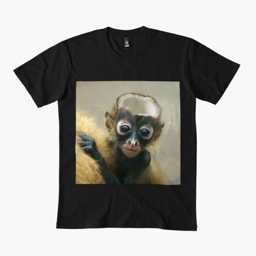 Coconut Monkey T-shirt For Men Women 100% Cotton T Shirts Short Sleeve Tops 1112-4