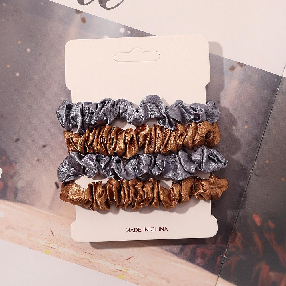 Cross-border Satin Hair Tie & Headband Set - Pig Intestine Style, Simple Ponytail, Leather Bun Tie
