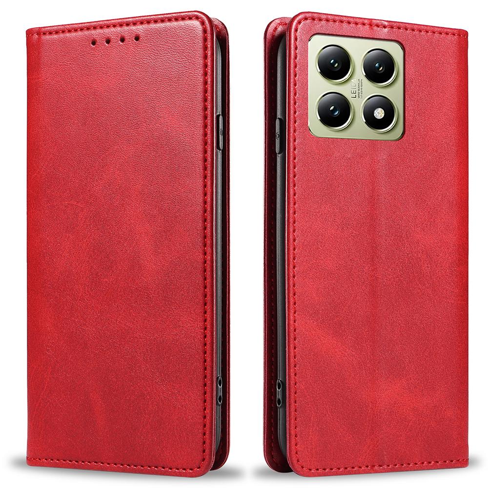 For Xiaomi 14T Case Strong Magnetic PU Leather Phone Cover Calf Texture