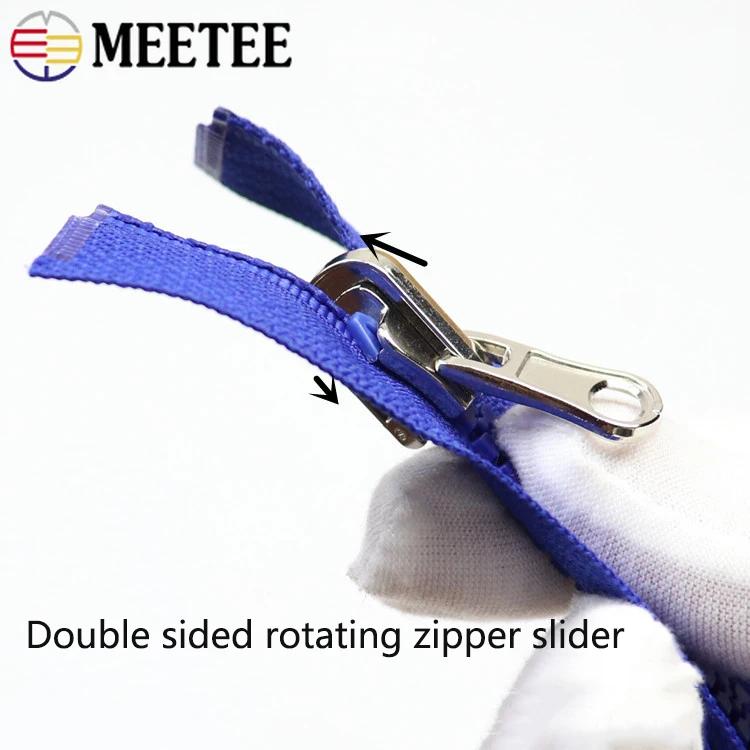 2-10Pcs Meetee 70cm 5# Resin Zipper Rotary Slider Double Sided Open-End Zippers for Jacket Coat Zip Puller Sewing Accessories