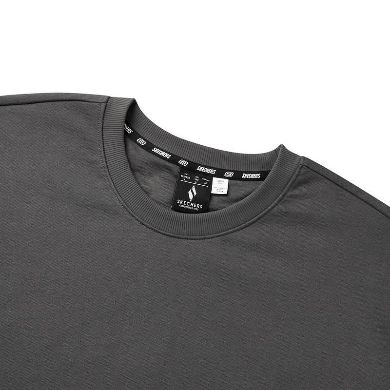 Skechers Solid Color Round Neck Loose Versatile Sports Sweatshirt Unisex sweatshirt Road-Gray L124U155-0214