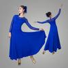 Female Modern Dance Performance Dress with Mesh Sleeves and Patchwork Round Neckline Ballroom Dance Costume