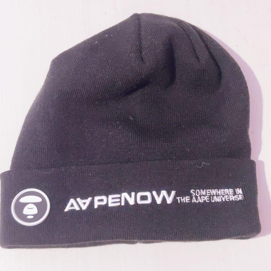 Used [Sold out item] AAPE NOW Ape Black Knit Hat Beanie