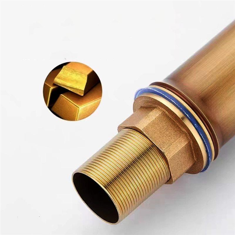 A84E-Luxury Brass Bathroom Faucet Basin Faucets Tall Bamboo Hot Cold Water Tap With Two Pipes Kitchen Outdoor Garden WC Taps