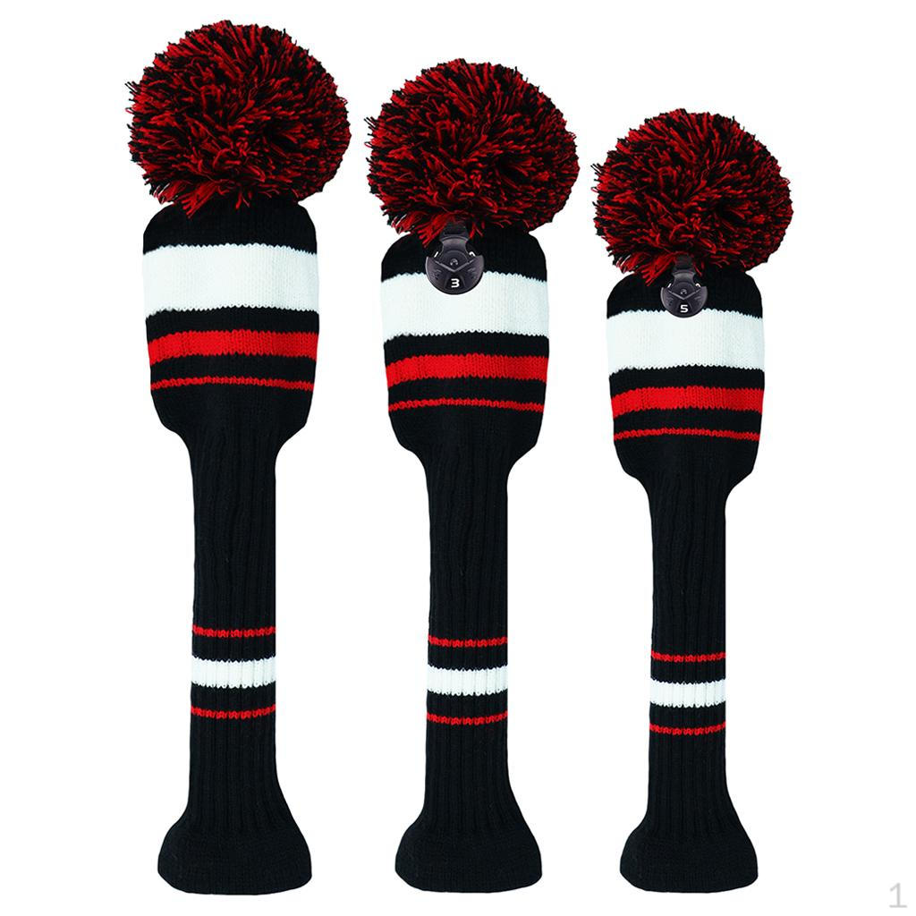 

Golf Wood Headgear, Club Knitted Driver Cover # 1 3 5 Headwear, Golfer Gift, Accessories Stripe Red White
