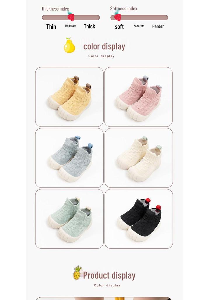 Soft Sole Non-slip Baby Walker Shoes - Solid Color Floor Socks for Boys & Girls, Ideal for Spring & Autumn Pre-walking.