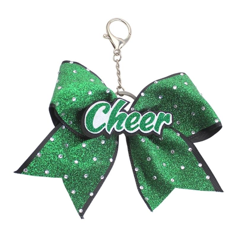 

Sparkling Glittering Fabric Bowknot Keychain Decorative Keyring for Bags and Keys Decorative Accessory темно-зелений колір